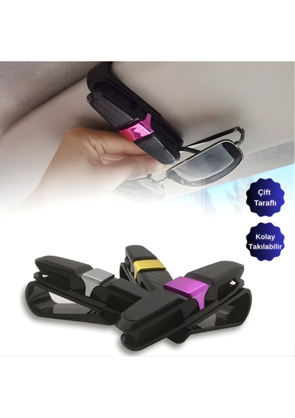 Mytechcat® Araç Içi Güneşliğe Takılan 2'li Gözlük,kart,para Takmalık Aparat