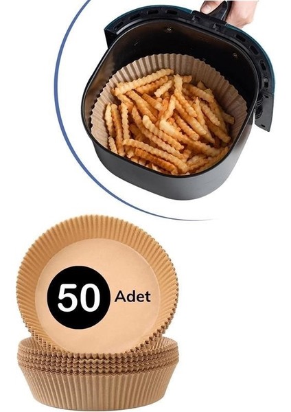 50 Adet Air Fryer Pişirme Kağıdı Tek Kullanımlık Hava Fritöz Yağ Geçirmez Yapışmaz Tabak Model
