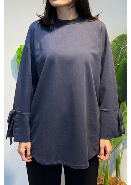 Manşeti ve Beli Bağcık Detay Sweat Tunik 3066 Antrasit fırsatları