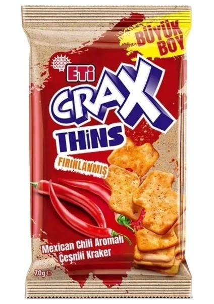 Crax Thins Mexican Chili Aromalı Çeşnili Kraker 35 gr