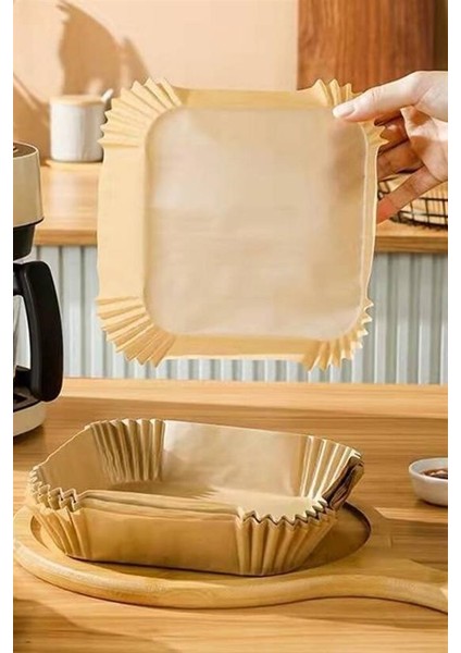 50 Adet Air Fryer Pişirme Kağıdı Tek Kullanımlık Hava Fritöz Yağ Geçirmez Yapışmaz Kare Tabak Model modelleri