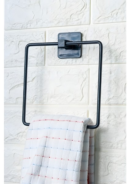 Mytechcat® Kendiliğinden Yapışkanlı Siyah Paslanmaz Metal Kare Havluluk