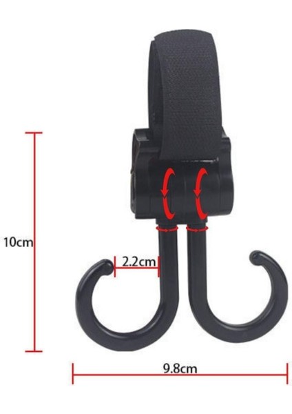 Mytechcat® 2li Bebek Arabasına Uyumlu Cırtlı Eşya Taşıma Aparatı 360 Derece Dönebilen Plastik Kanca fırsatları
