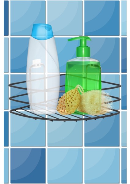 Mytechcat® Kendiliğinden Yapışkanlı Montaj Gerektirmeyen Tek Katlı Banyo Askı Köşe Şampuanlık Siyah fırsatları