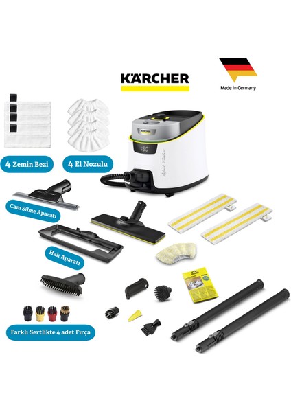 Sc 5 Deluxe Signature Line Plus Set 2200W 4 Bar Profesyonel Buharlı Temizlik Makinesi - Vapohydro Fonksiyonlu Sıcak Su Püskürtme Özelliği - Çıkarılabilir Su Tankı ve LED Ekranlı Teknolojisi