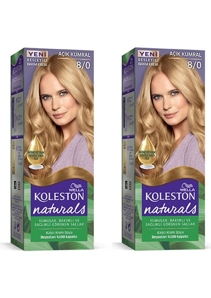 Naturals Saç Boyası Açık Kumral 8/0 2x Paket
