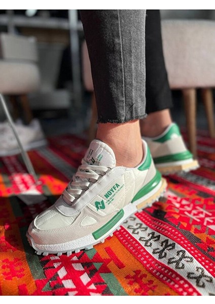 Zrk-N1 Premium Beyaz Yeşil Bağcıklı Günlük Erkek Sneaker
