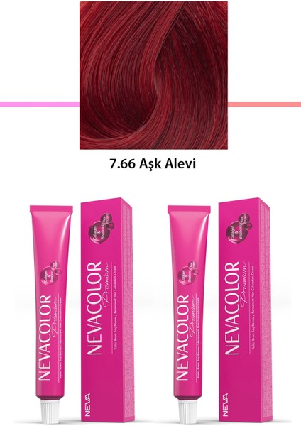 2 Li Set Premium 7.66 Aşk Alevi - Kalıcı Krem Saç Boyası 2 x 50 G Tüp