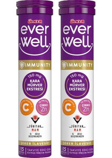 Everwell Kara Mürver C-Zn Takviye Tablet 15 Li x 2 Adet