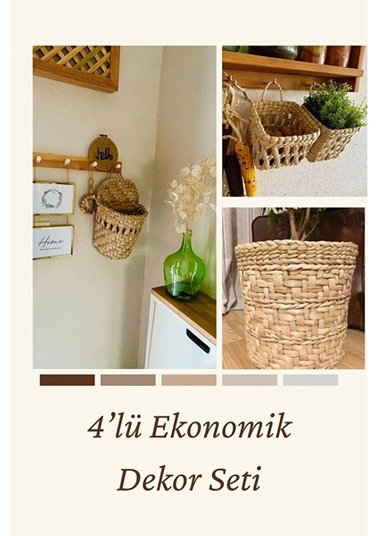 Hasır Ürünler-Rattan Ürünler-Ekmeklik-Saksı-Sepet Iskandinav Ev Dekorasyon Avantajlı Çeyiz Paketi