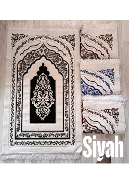 Arap Tarzı Süslü Mihrap Motifli Akrilik Polyester Kadife Desenli Namazlık Seccade (110X70)CM 700 gr