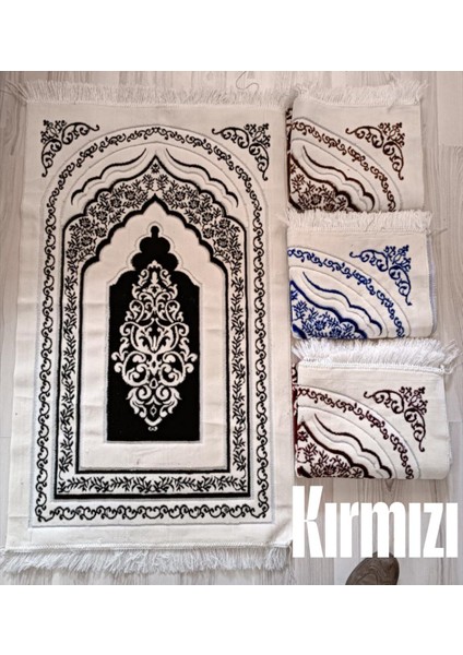 Arap Tarzı Süslü Mihrap Motifli Akrilik Polyester Kadife Desenli Namazlık Seccade (110X70)CM 700 gr