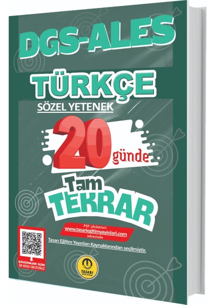 Tasarı Yayınları Dgs Ales Türkçe 20 Günde Tam Tekrar Soru Bankası Tasarı Eğitim Yayınları