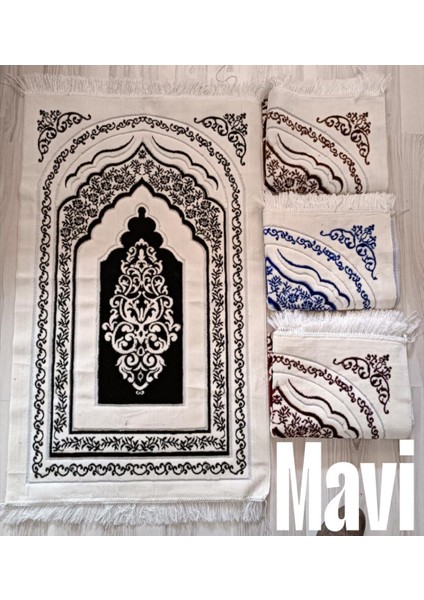 Arap Tarzı Süslü Mihrap Motifli Akrilik Polyester Kadife Desenli Namazlık Seccade (110X70)CM 700 gr