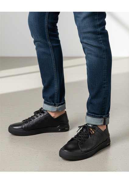 M21042 Lastik Bağcıklı Erkek Siyah Konfor Şık Spor Ayakkabı
