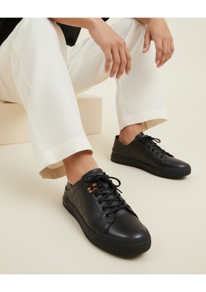 M21042 Lastik Bağcıklı Erkek Siyah Konfor Şık Spor Ayakkabı