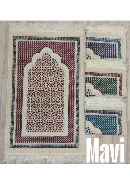 Geometrik Mihrap Motifli Akrilik Polyester Kadife Desenli Namazlık Seccade (110X70)CM 700 gr