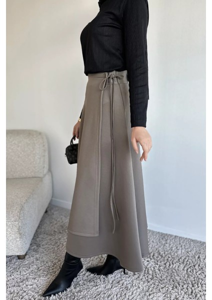 Bel Bağlama Detaylı Kiloş Scuba Tesettür Etek P-00019656