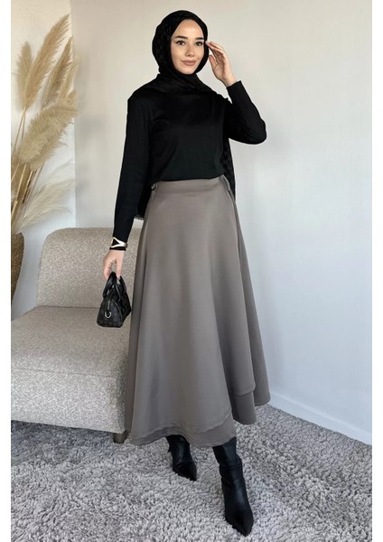 Bel Bağlama Detaylı Kiloş Scuba Tesettür Etek P-00019656 fiyatları