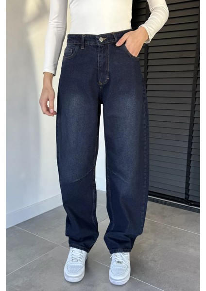 Kadın Yüksek Bel Kemer Detaylı Bol Kesim Jean Kot Pantolon P-00019660 fiyatları