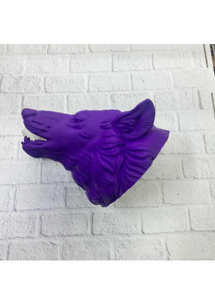 Mor Renk 3D Kurt Başı Duvar Dekoru Asılabilir Maskot Heykel 25X19 cm - EMY6210-8679 indirimleri