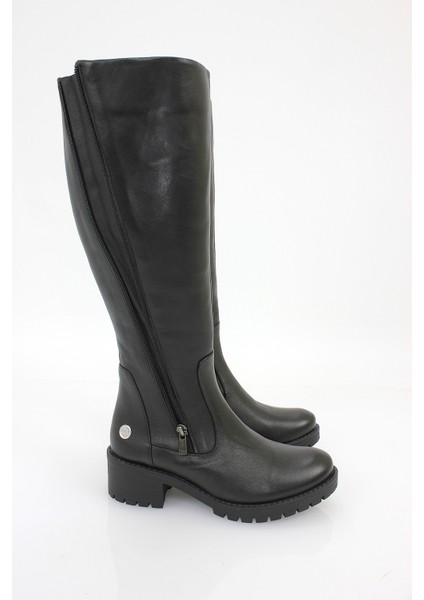 Kadın Hakiki Deri Ortopedik Alçak Kalın Topuklu Baldır Ayarlalı Fermuarlı Günlük Çizme M26/KC2015