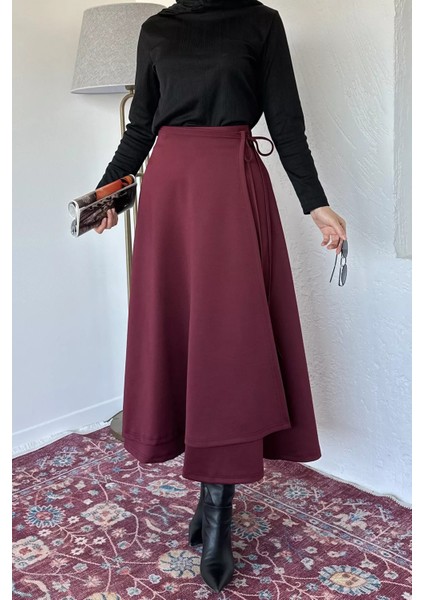 Bel Bağlama Detaylı Kiloş Scuba Tesettür Etek P-00019656