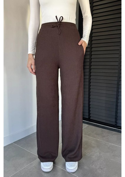 Kadın Bel Lastikli Kendinden Çizgi Desenli Palazzo Pantolon P-00019663 fiyatları