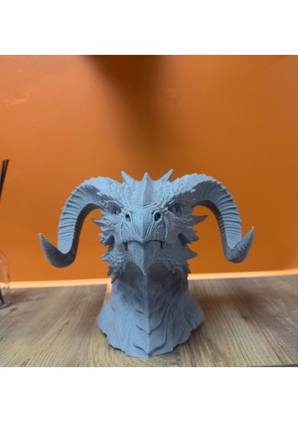 3D Ejderha Başı Heykeli Koleksiyonluk Dekoratif Figür 22X17 cm - EMY7381-7818 indirimleri