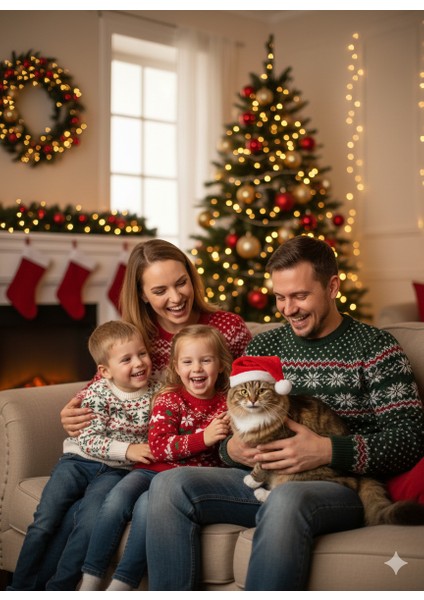 Yeni Yıl Ev Dekorasyonu | Noel Temalı Mutlu Kedi Konsepti Sevimli Yılbaşı Kedili Noel Baba Şapkalı Kedi Temalı Küçük Irk Köpekler fiyatları