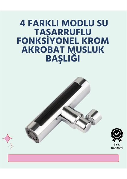 Krom Kaplamalı Çok Fonksiyonlu Musluk Başlığı | Paslanmaz Malzeme