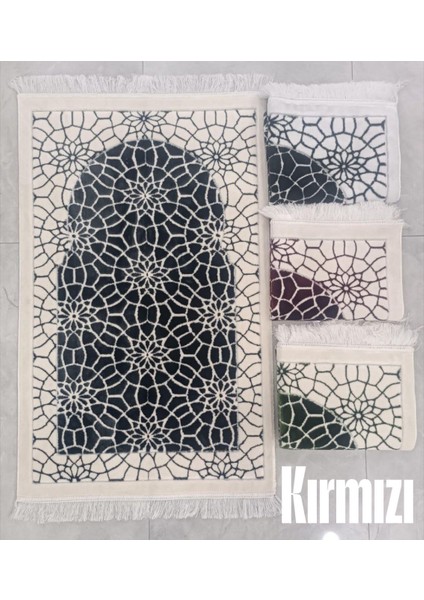 Iç Içe Geçmiş Yıldız Süsleme Motifli Akrilik Polyester Kadife Desenli Namazlık Seccade (110X70)CM 700 gr