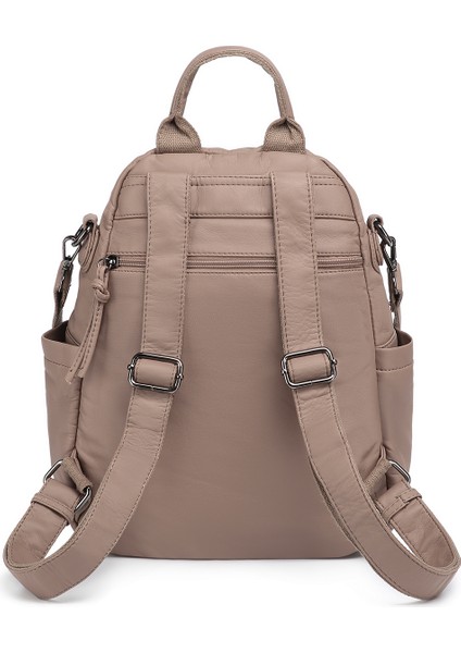 Barcelona Orta Boy Çok Cepli Omuz Askılı Spor ve Günlük Kadın Sırt Çantası Açık Vizon modelleri