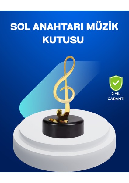 Sol Anahtarı Figürlü Dönen Müzik Kutusu Altın Renk Dekoratif - MCT4068-6140