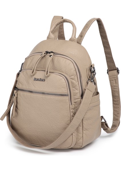 Barcelona Orta Boy Çok Cepli Omuz Askılı Spor ve Günlük Kadın Sırt Çantası Açık Vizon fiyatları