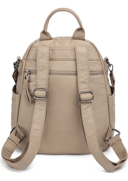 Barcelona Orta Boy Çok Cepli Omuz Askılı Spor ve Günlük Kadın Sırt Çantası Açık Vizon modelleri