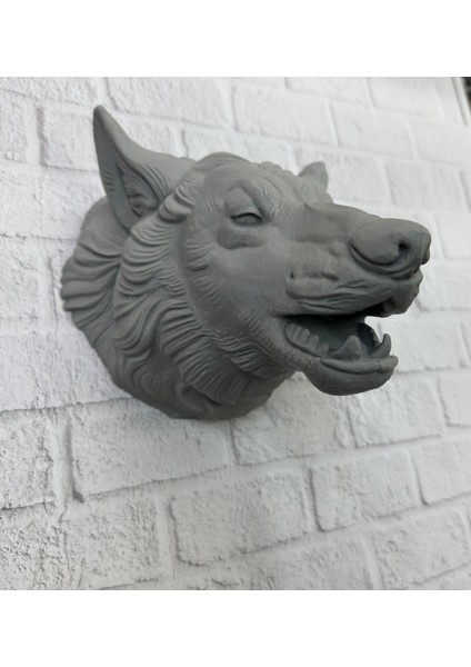 Asılabilir Gri Kurt Heykeli Ev Ofis Duvar Süslemesi Dekoratif - EMY7711-6194 indirimleri