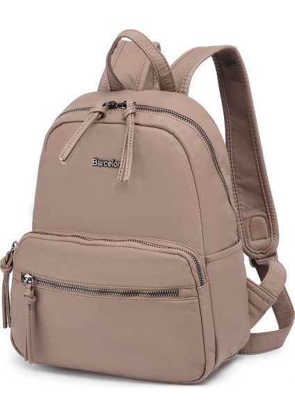 Barcelona Orta Boy Çok Cepli Yumuşak Tasarım Spor ve Günlük Kadın Sırt Çantası Açık Vizon fiyatları