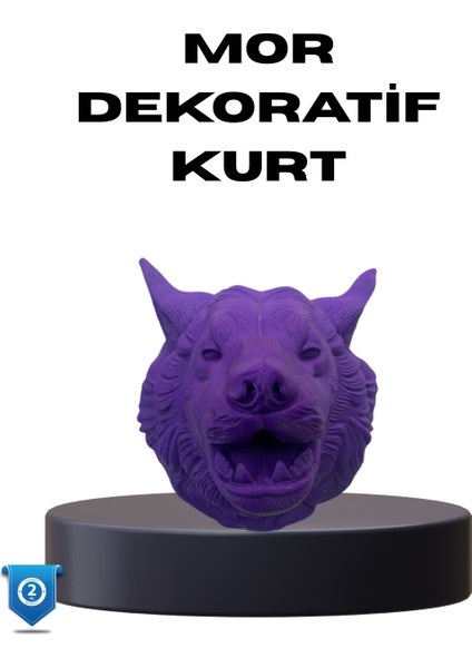 Özel Seri Mor Kurt Duvar Süsü Hediyelik Dekoratif Asılabilir Heykel - EMY8213-6825