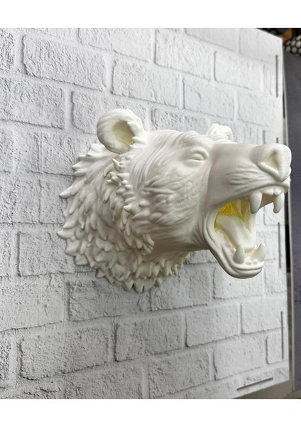 Dekoratif Beyaz Ayı Duvar Heykeli Asılabilir Hediyelik 25X19 cm - EMY9483-1561
