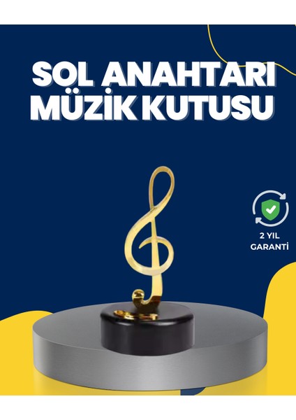 Altın Sol Anahtarı Müzik Kutusu Döner Mekanizmalı - EMY2386-2172