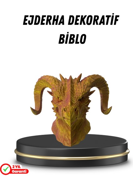 Asil Tasarım Gold–red Ejderha Heykeli Hediyelik Fantastik Dekor - EMY6025-9089