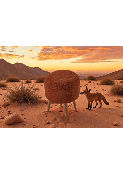 Teddy Ayaklı Puf - Yuvarlak Puf – Makyaj Masası Pufu -Dekoratif Ayak Uzatma Pufu fiyatları