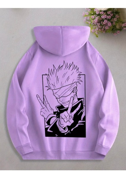 Punıx Kıds Özel Seri Kapüşonlu Jujutsu Kaisen Sırt Baskılı %100 Pamuk Japon Stil Erkek Çocuk Sweatshırt