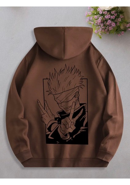 Punıx Kıds Özel Seri Kapüşonlu Jujutsu Kaisen Sırt Baskılı %100 Pamuk Japon Stil Erkek Çocuk Sweatshırt