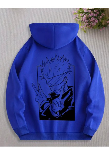 Punıx Kıds Özel Seri Kapüşonlu Jujutsu Kaisen Sırt Baskılı %100 Pamuk Japon Stil Erkek Çocuk Sweatshırt