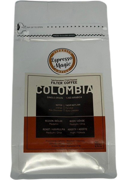 Taze Öğütülmüş Columbia Filtre Kahve 250 gr