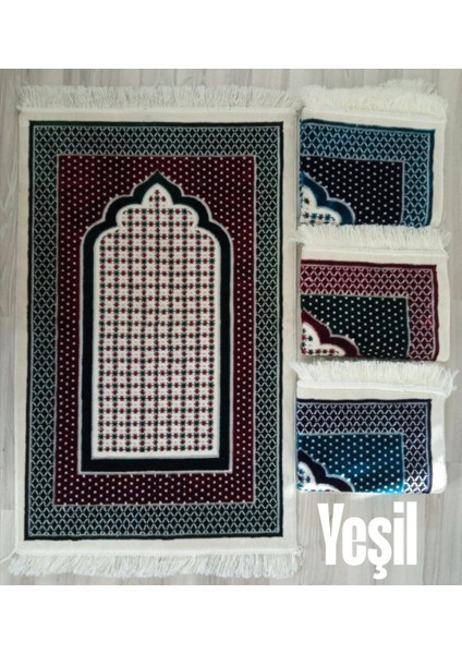 Yıldızlı Mihrap Motif Akrilik Polyester Kadife Desenli Namazlık Seccade (110X70)CM 700 gr