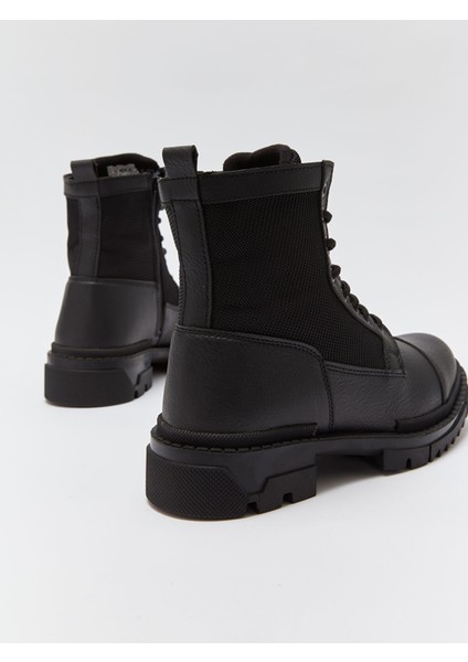 Yeni Sezon Bağcık ve Fermuarlı Deri Görünümlü Erkek Bot indirimleri