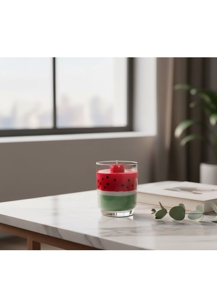 Karpuz Desenli ÖZELYAPIM-%100 Doğal Soya Wax-Mango KOKULU-DEKORATIF-HEDIYELIKMUM300ML fiyatları